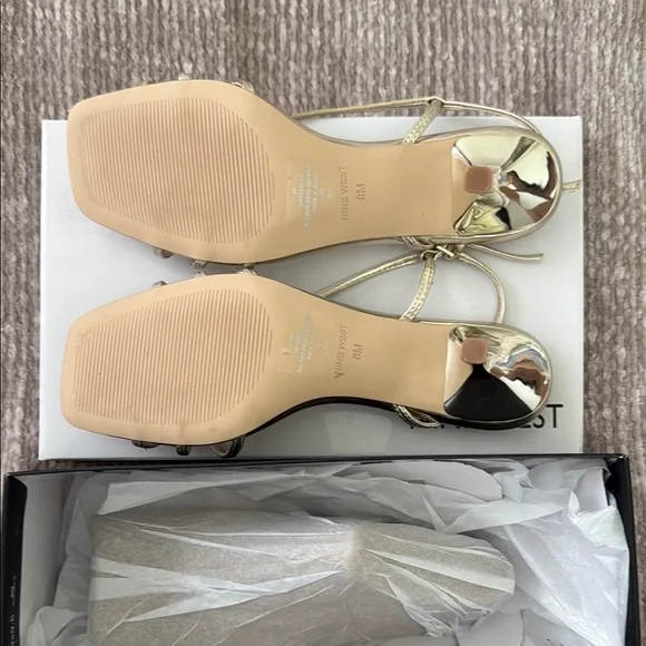 Nine West Gold Heels with Strappy Design - Picture 3 of 5